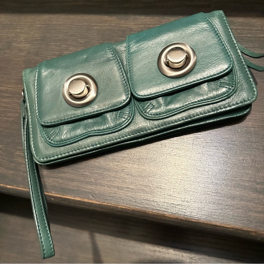 Latico Green Leather Wristlet